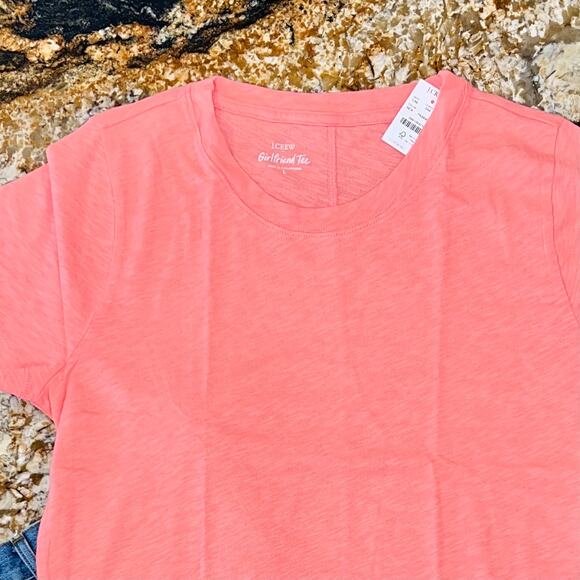NWT J. Crew Neon Capri Pink/Peach Girlfriend Crewneck Tee - SIZE L - Picture 4 of 10